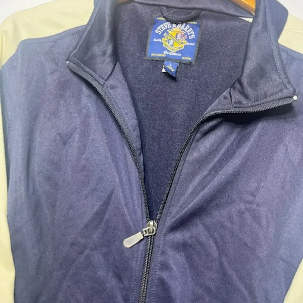 Steve and Barry's Outfitters Men's Navy Collared Full Zip Track Jacket Sz L